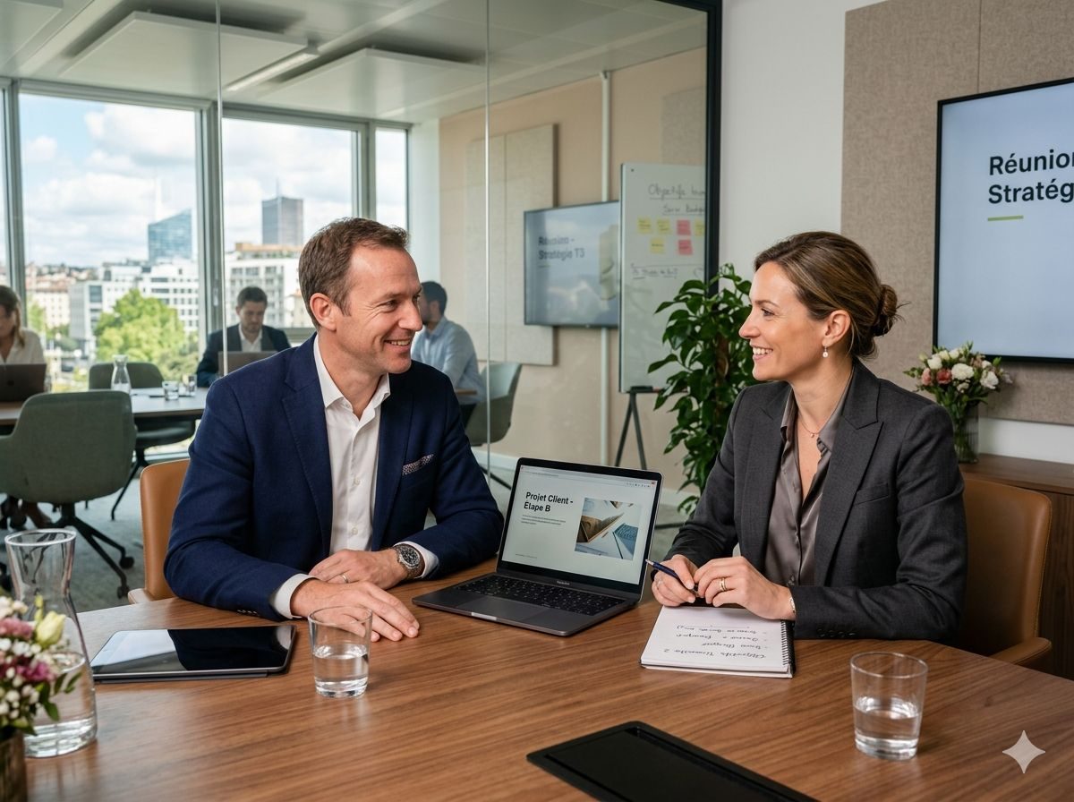 Réunion de travail avec un client